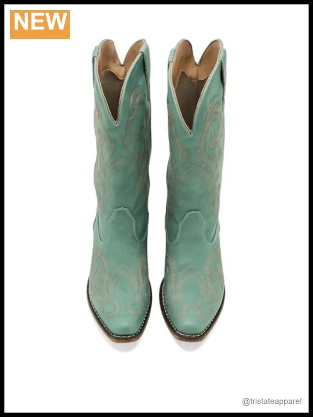 Women's Western Boots Turquoise Faux Leather Embroidered Over-the-Knee Snip Toe
